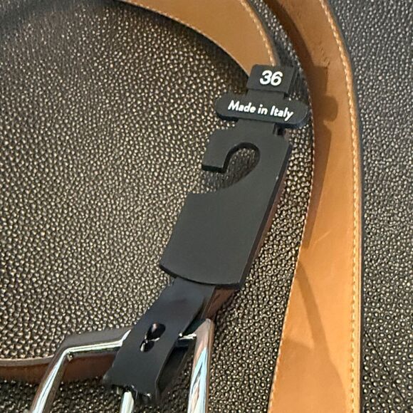 To Boot New York Adam Derrick Brown Tan Leather Belt with Silver Buckle Size 36 - Picture 2 of 13